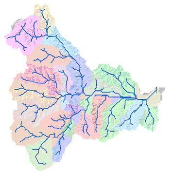 Ejemplo de red de cursos de agua derivada de un modelo de elevación Ejemplo de red de cursos de agua derivada de un modelo de elevación
