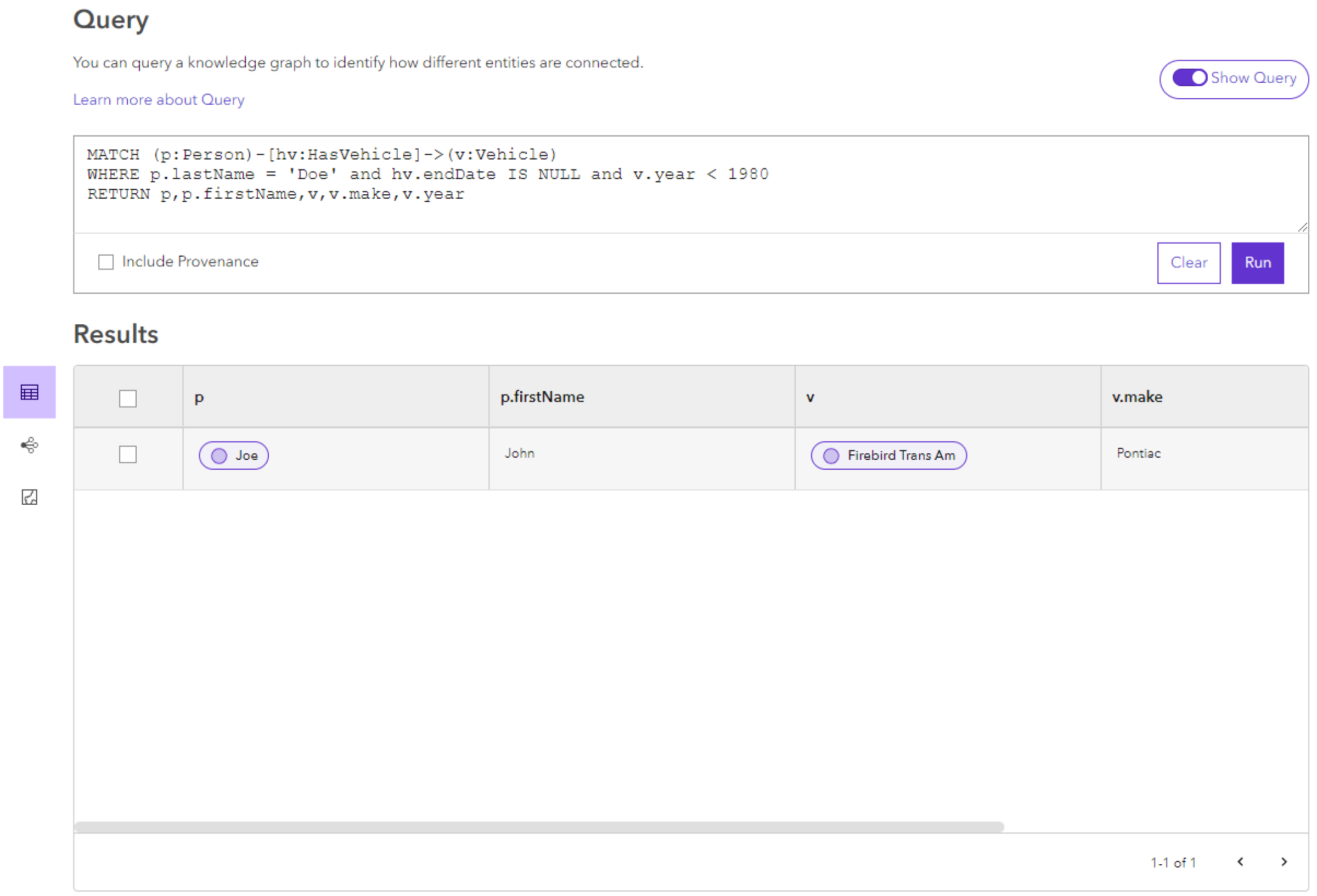Se consideran las propiedades de la entidad de origen, la relación y la entidad de destino para obtener un conjunto específico de resultados. Se consideran las propiedades de la entidad de origen, la relación y la entidad de destino para obtener un conjunto específico de resultados.