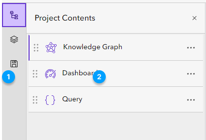 Menú principal y panel Contenido del proyecto