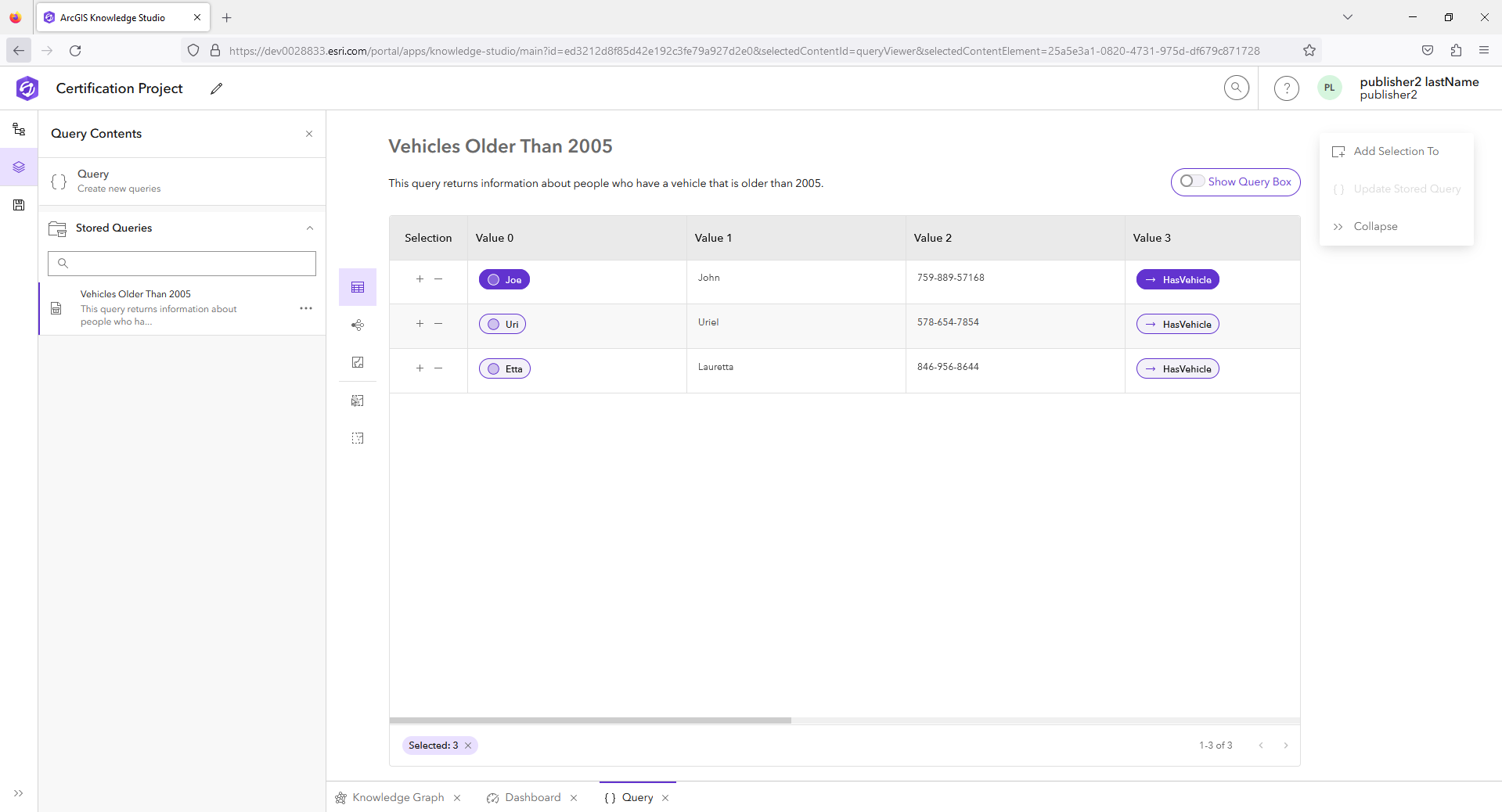 Tabla de resultados de una consulta almacenada Tabla de resultados de una consulta almacenada