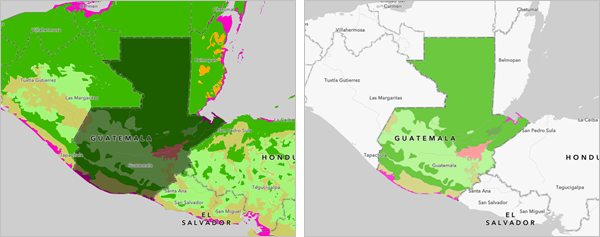 Ecorregiones recortadas según las fronteras de Guatemala Ecorregiones recortadas según las fronteras de Guatemala